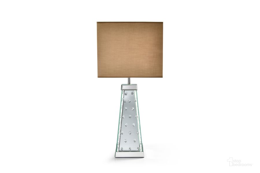 The appearance of Decor Table Lamp In Mirror designed by Glory in the glam interior design. This mirror piece of furniture  was selected by 1StopBedrooms from Decor Collection to add a touch of cosiness and style into your home. Sku: GM0107. Material: Wood. Product Type: Table Lamp. Image1