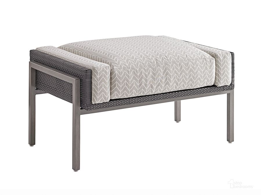 The appearance of Del Mar Ottoman designed by Tommy Bahama in the modern / contemporary interior design. This gray piece of furniture  was selected by 1StopBedrooms from Del Mar Collection to add a touch of cosiness and style into your home. Sku: 01-3800-44-40. Material: Fabric. Product Type: Outdoor Ottoman.