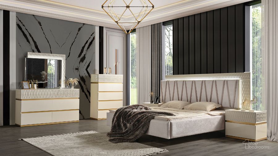 The appearance of Delfano 5 Piece King Bedroom Set In Beige designed by Galaxy Home Furnishings in the traditional interior design. This beige piece of furniture  was selected by 1StopBedrooms from Delfano Collection to add a touch of cosiness and style into your home. Sku: 601955551519-1;601955551519-2;601955551519-3;601955551519-4;601955551540;601955551557;601955551526;601955551533. Material: Wood. Product Type: Bedroom Set. Image1