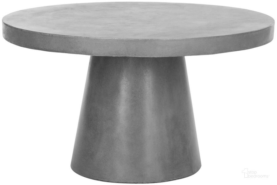 The appearance of Delfia Dark Grey Modern Concrete Round Indoor/Outdoor Coffee Table designed by Safavieh in the modern / contemporary interior design. This dark grey piece of furniture  was selected by 1StopBedrooms from Safavieh VNN Collection to add a touch of cosiness and style into your home. Sku: VNN1014A. Product Type: Coffee Table. Image1