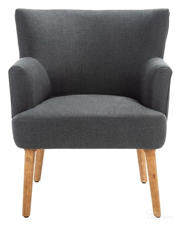 The appearance of Delfino Accent Chair in Dark Grey designed by Safavieh in the transitional interior design. This dark grey piece of furniture  was selected by 1StopBedrooms from Delfino Collection to add a touch of cosiness and style into your home. Sku: ACH4009D. Material: Wood. Product Type: Accent Chair. Image1