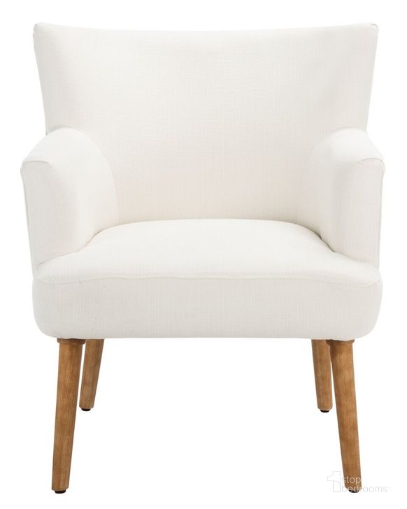 The appearance of Delfino Accent Chair in White designed by Safavieh in the transitional interior design. This white piece of furniture  was selected by 1StopBedrooms from Delfino Collection to add a touch of cosiness and style into your home. Sku: ACH4009B. Material: Wood. Product Type: Accent Chair. Image1