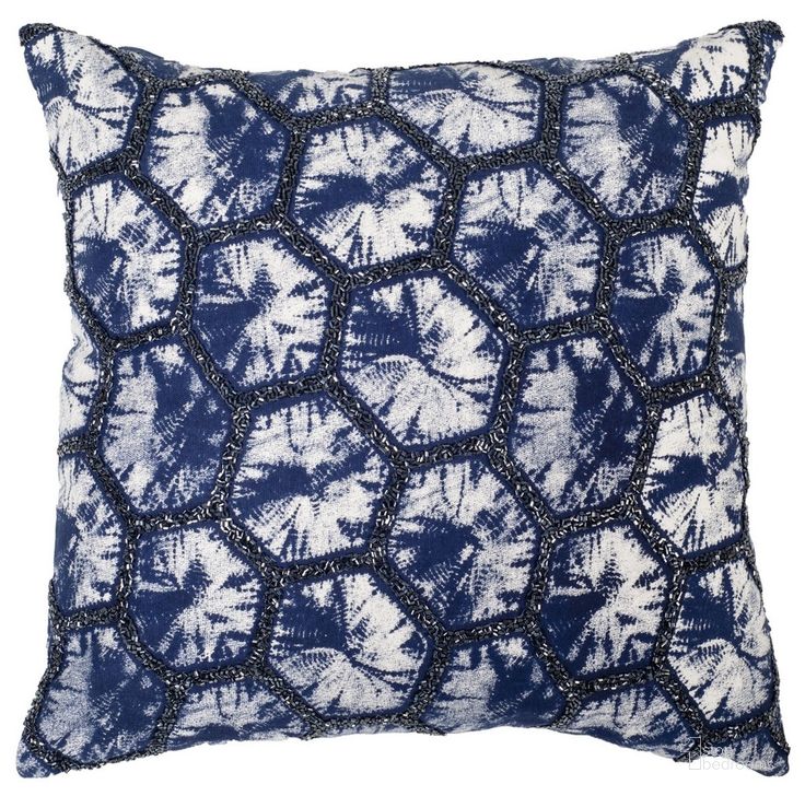 The appearance of Delra Pillow designed by Safavieh in the coastal interior design. This white navy piece of furniture  was selected by 1StopBedrooms from Safavieh PLS Collection to add a touch of cosiness and style into your home. Sku: PLS2501A-2020. Material: Cotton. Product Type: Pillows and Throw. Image1