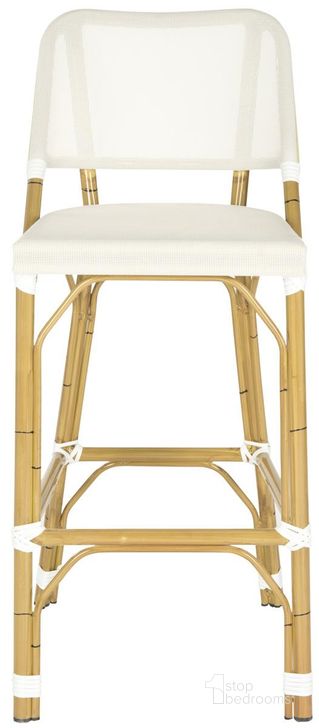The appearance of Deltana Beige Indoor/Outdoor Bar Stool designed by Safavieh in the transitional interior design. This beige piece of furniture  was selected by 1StopBedrooms from Deltana Collection to add a touch of cosiness and style into your home. Sku: FOX5208C. Material: Aluminum. Product Type: Barstool. Image1