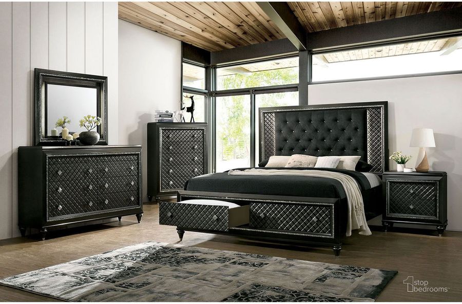 The appearance of Demetria Gray Upholstered Panel Bedroom Set designed by Furniture of America in the modern / contemporary interior design. This black and gray piece of furniture  was selected by 1StopBedrooms from Demetria Collection to add a touch of cosiness and style into your home. Sku: CM7584DR-Q-1;CM7584DR-Q-2;CM7584DR-Q-3;CM7584DR-Q-4;CM7584N. Material: Wood. Product Type: Bedroom Set. Bed Size: Queen. Image1