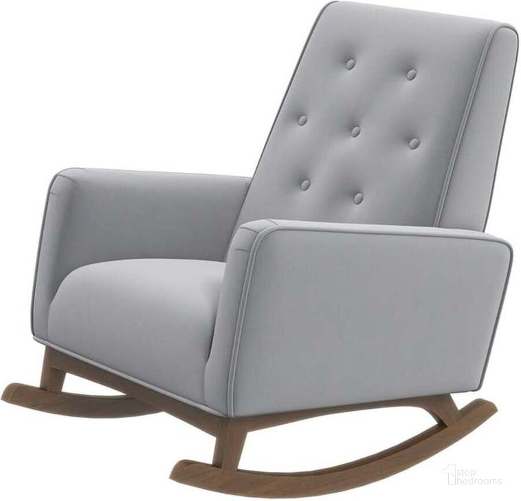The appearance of Demetrius Grey Microfiber Rocking Chair designed by Ashcroft Furniture in the transitional interior design. This light grey piece of furniture  was selected by 1StopBedrooms from Demetrius Collection to add a touch of cosiness and style into your home. Sku: AFC00026. Material: Wood. Product Type: Chair. Image1
