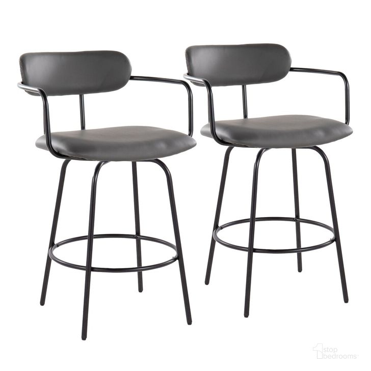 The appearance of Demi 26 Inch Fixed Height Counter Stool Set of 2 In Grey designed by Lumisource in the modern / contemporary interior design. This grey piece of furniture  was selected by 1StopBedrooms from Demi Collection to add a touch of cosiness and style into your home. Sku: B26-DEMIPU-CLARQ2 BKGY2. Material: Leather. Product Type: Barstool. Image1