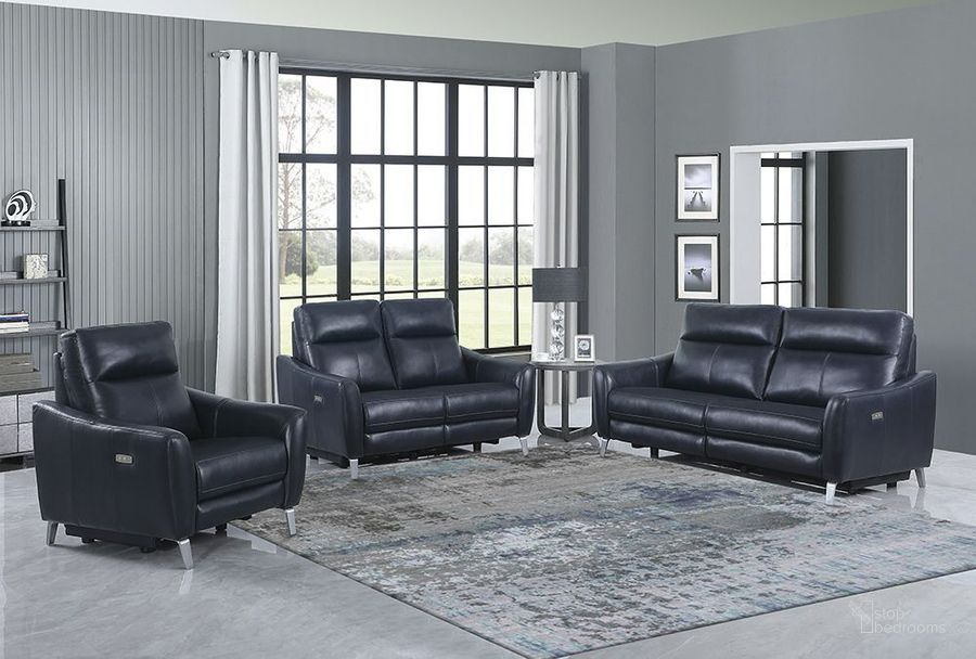 The appearance of Derek Blue Power Reclining Living Room Set designed by Coaster in the transitional interior design. This blue piece of furniture  was selected by 1StopBedrooms from Derek Collection to add a touch of cosiness and style into your home. Sku: 602507P;602508P. Material: Upholstered. Product Type: Living Room Set. Image1