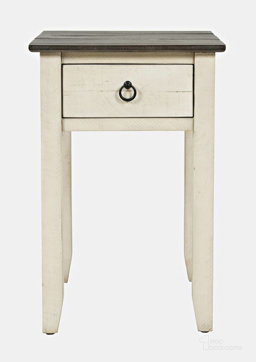 The appearance of Devon Distressed Pine End Table In Antique White designed by Jofran in the country / farmhouse interior design. This antique white piece of furniture  was selected by 1StopBedrooms from Devon Collection to add a touch of cosiness and style into your home. Sku: 20-EC1706. Product Type: End Table. Material: Pine. Image1