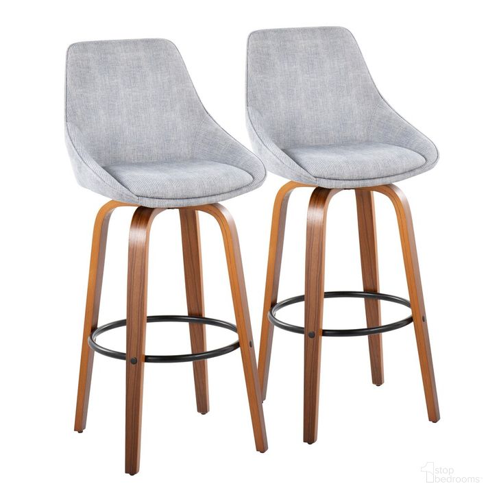 The appearance of Diana 30 Inch Fixed Height Barstool Set of 2 In Walnut and Black designed by Lumisource in the modern / contemporary interior design. This walnut and black piece of furniture  was selected by 1StopBedrooms from Diana Collection to add a touch of cosiness and style into your home. Sku: B30-DIANACOR-GRTZQ2 WLGY2. Material: Wood. Product Type: Barstool. Image1