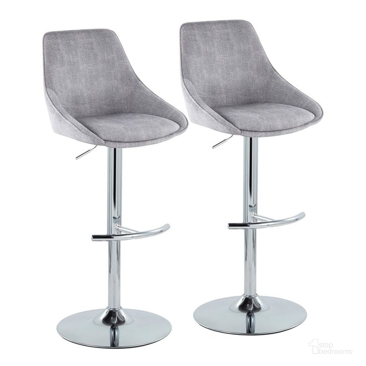 The appearance of Diana Adjustable Bar Stool Set of 2 In Weathered Grey and Chrome designed by Lumisource in the modern / contemporary interior design. This weathered gray piece of furniture  was selected by 1StopBedrooms from Diana Collection to add a touch of cosiness and style into your home. Sku: BS-DIANACOR-RT2 CHRMGY2. Material: Metal. Product Type: Barstool. Image1