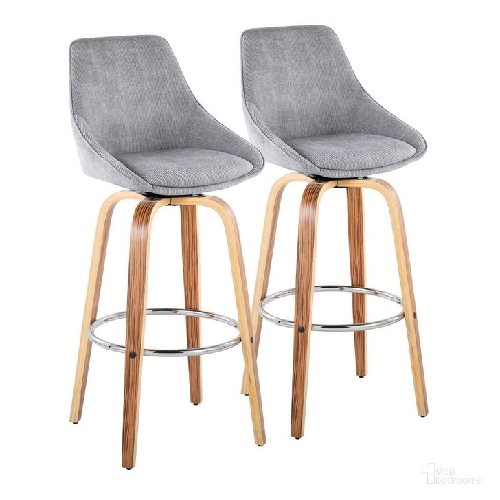 The appearance of Diana Fixed Height Barstool Set of 2 In Grey designed by Lumisource in the modern / contemporary interior design. This grey piece of furniture  was selected by 1StopBedrooms from Diana Collection to add a touch of cosiness and style into your home. Sku: B30-DIANACOR-GRTZR2 ZBGY2. Material: Wood. Product Type: Barstool. Image1