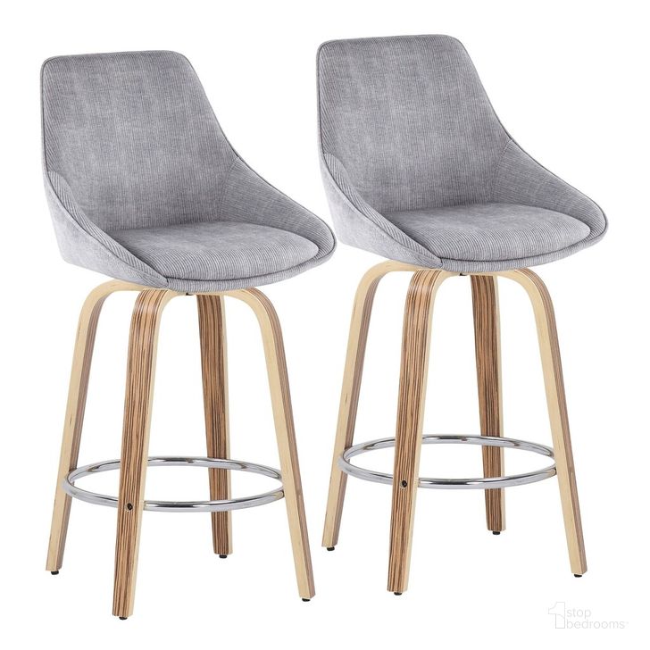 The appearance of Diana Fixed Height Counter Stool Set of 2 In Zebra designed by Lumisource in the modern / contemporary interior design. This gray piece of furniture  was selected by 1StopBedrooms from Diana Collection to add a touch of cosiness and style into your home. Sku: B26-DIANACORGRT-R2 ZBGY2. Material: Wood. Product Type: Barstool. Image1
