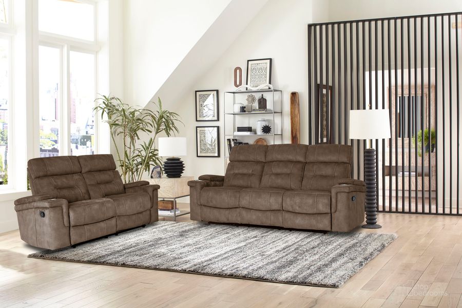 The appearance of Diesel Cobra Brown Manual Reclining Living Room Set designed by Parker House in the traditional interior design. This brown piece of furniture  was selected by 1StopBedrooms from Diesel Manual Collection to add a touch of cosiness and style into your home. Sku: MDIE#832-CBR;MDIE#822-CBR. Material: Polyester. Product Type: Living Room Set. Image1