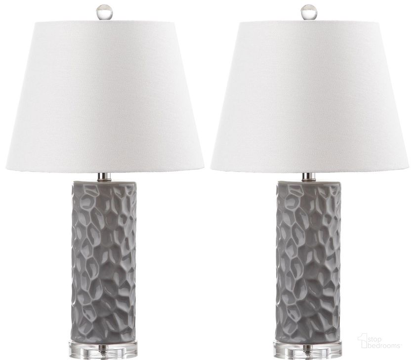 The appearance of Dixon Gray Table Lamp with White Shade Set of 2 designed by Safavieh in the transitional interior design. This grey piece of furniture  was selected by 1StopBedrooms from Dixon Collection to add a touch of cosiness and style into your home. Sku: LIT4249B-SET2. Product Type: Table Lamp. Image1