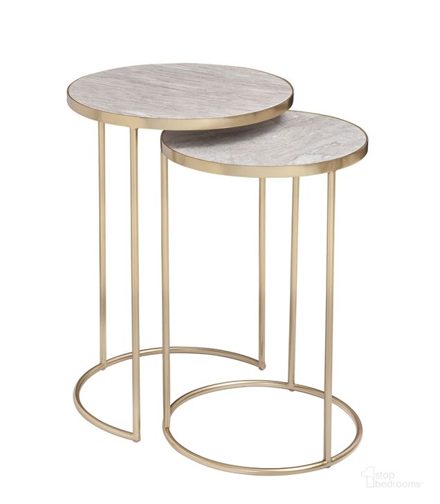 The appearance of Dolly Genuine Marble Top Large Nesting Table In White and Gold designed by Martin Svensson Home in the modern / contemporary interior design. This white and gold piece of furniture  was selected by 1StopBedrooms from Dolly Collection to add a touch of cosiness and style into your home. Sku: 3702415. Material: Marble. Product Type: Nesting Table. Image1