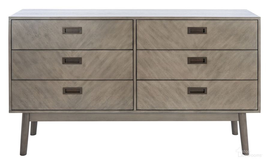 The appearance of Donald 6 Drawer Dresser In Light Grey designed by Safavieh Couture in the modern / contemporary interior design. This light grey piece of furniture  was selected by 1StopBedrooms from Donald Collection to add a touch of cosiness and style into your home. Sku: SFV2110C. Material: Wood. Product Type: Dresser. Image1