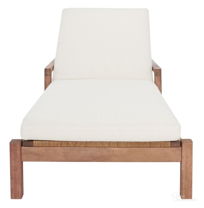 The appearance of Donnamaria Wicker Sun Lounger In Natural And White designed by Safavieh Couture in the modern / contemporary interior design. This natural and white piece of furniture  was selected by 1StopBedrooms from Donnamaria Collection to add a touch of cosiness and style into your home. Sku: CPT1027A. Material: Wood. Product Type: Outdoor Chaise Lounge. Image1