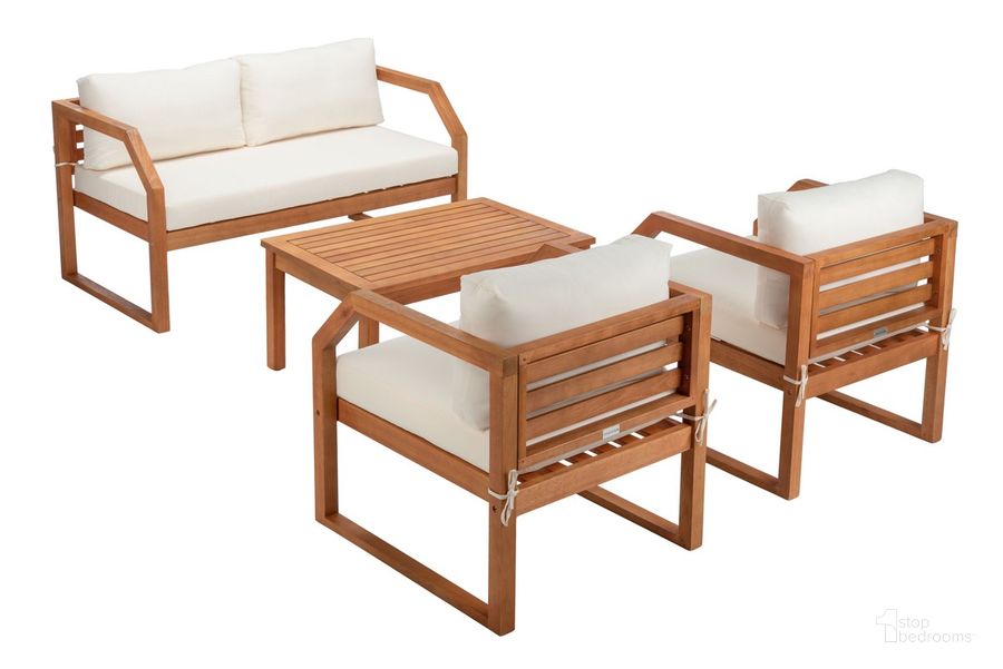 The appearance of Dren 4 Pc Living Set designed by Safavieh in the modern / contemporary interior design. This natural piece of furniture  was selected by 1StopBedrooms from Safavieh PAT Collection to add a touch of cosiness and style into your home. Sku: PAT7067A. Material: Steel. Product Type: Outdoor Conversation Set. Image1