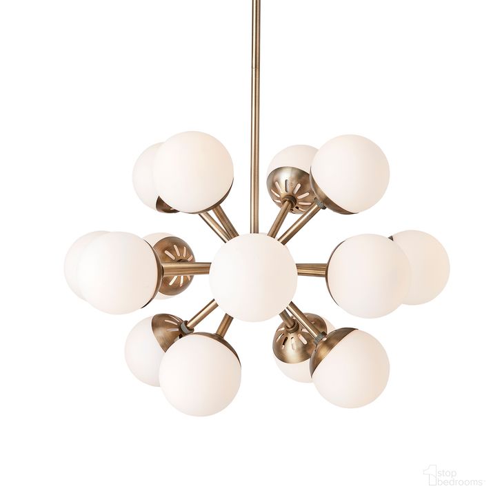 The appearance of Droplet 16 Light Sputnik Chandelier In Brass designed by Uttermost in the modern / contemporary interior design. This brass piece of furniture  was selected by 1StopBedrooms from Droplet Collection to add a touch of cosiness and style into your home. Sku: 21357. Material: Steel. Product Type: Chandelier. Image1