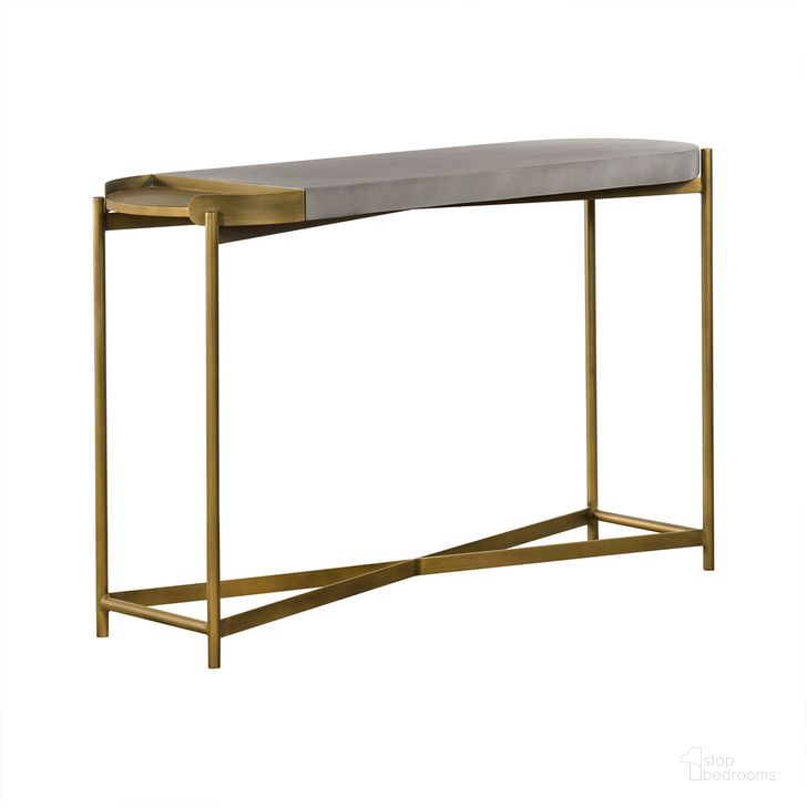 The appearance of Dua Gray Concrete Console Table with Antique Brass designed by Armen Living in the modern / contemporary interior design. This gray piece of furniture  was selected by 1StopBedrooms from Dua Collection to add a touch of cosiness and style into your home. Sku: LCDUCNCC. Product Type: Console Table. Material: Concrete. Image1