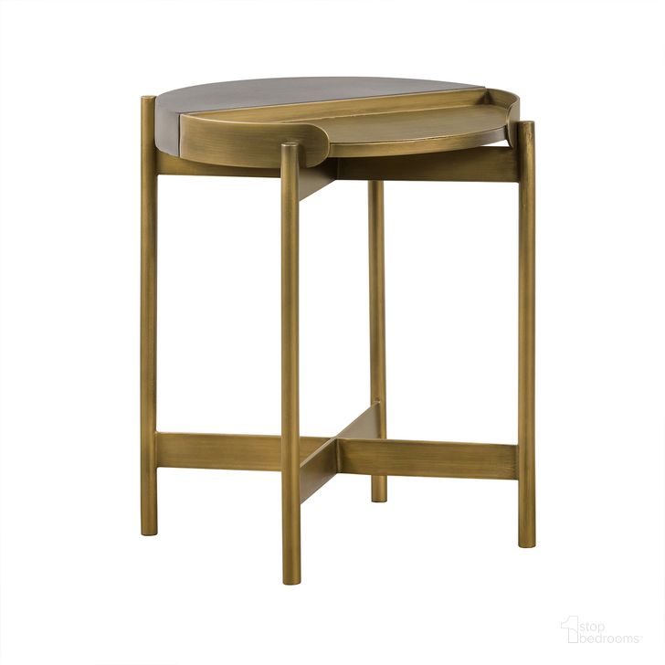 The appearance of Dua Gray Concrete End Table with Antique Brass designed by Armen Living in the modern / contemporary interior design. This gray piece of furniture  was selected by 1StopBedrooms from Dua Collection to add a touch of cosiness and style into your home. Sku: LCDULACC. Product Type: End Table. Material: Concrete. Image1