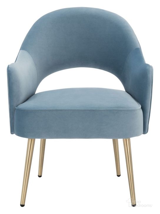 The appearance of Dublyn Accent Chair in Light Blue designed by Safavieh in the modern / contemporary interior design. This light blue piece of furniture  was selected by 1StopBedrooms from Dublyn Collection to add a touch of cosiness and style into your home. Sku: ACH4001B. Material: Wood. Product Type: Accent Chair. Image1