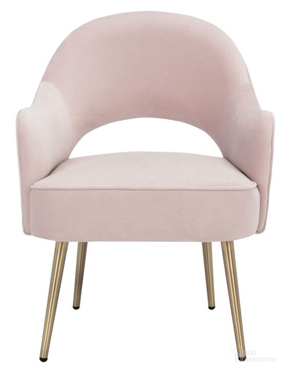 The appearance of Dublyn Accent Chair in Light Pink designed by Safavieh in the modern / contemporary interior design. This light pink piece of furniture  was selected by 1StopBedrooms from Dublyn Collection to add a touch of cosiness and style into your home. Sku: ACH4001D. Material: Wood. Product Type: Accent Chair. Image1