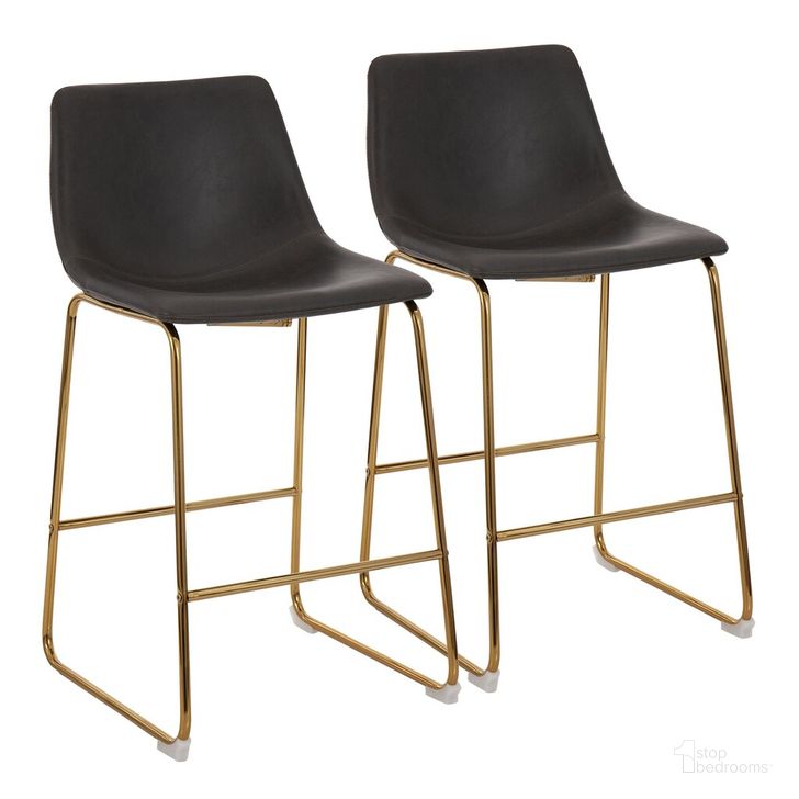 The appearance of Duke 26 Inch Fixed Height Counter Stool Set of 2 In Gold designed by Lumisource in the modern / contemporary interior design. This gold piece of furniture  was selected by 1StopBedrooms from Duke Collection to add a touch of cosiness and style into your home. Sku: B26-DUKE AUGY2. Material: Leather. Product Type: Barstool. Image1