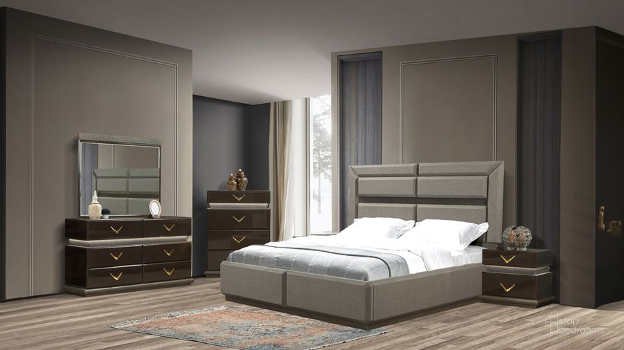 The appearance of Dunhill Queen 5 Piece Bedroom Set In Brown designed by Galaxy Home Furnishings in the modern / contemporary interior design. This brown piece of furniture  was selected by 1StopBedrooms from Dunhill Collection to add a touch of cosiness and style into your home. Sku: 601955551403-1;601955551403-2;601955551403-3;601955551403-4;601955551441;601955551458;601955551427;601955551434. Material: Wood. Product Type: Bedroom Set. Image1