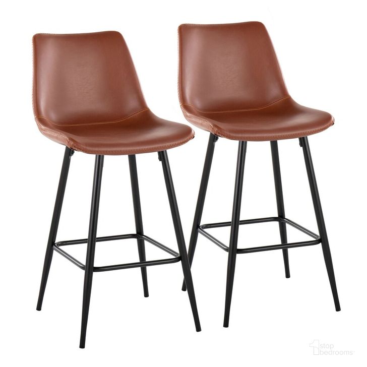 The appearance of Durango 26 Inch Fixed Height Counter Stool Set of 2 In Cognac designed by Lumisource in the industrial interior design. This cognac piece of furniture  was selected by 1StopBedrooms from Durango Collection to add a touch of cosiness and style into your home. Sku: B26-DRNGPU-X2 BKCG2. Material: Leather. Product Type: Barstool. Image1