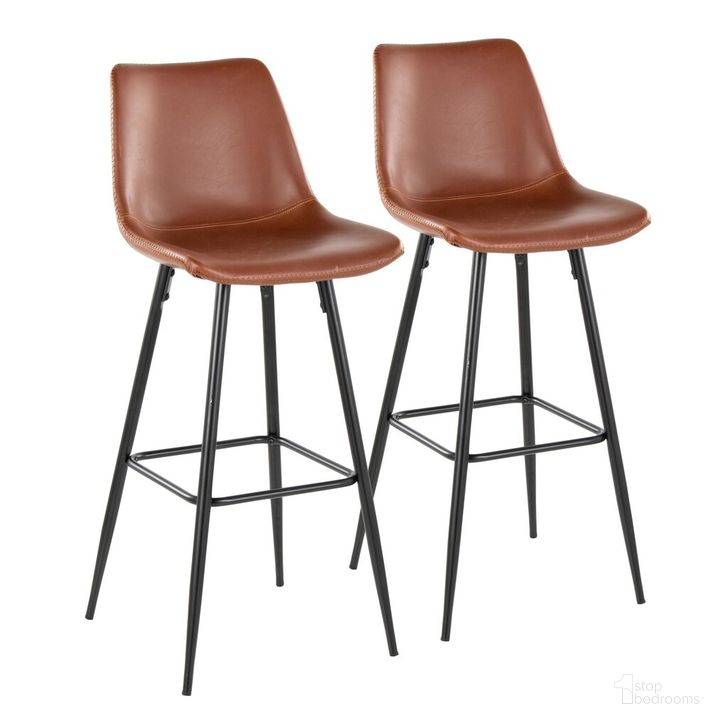 The appearance of Durango 30 Inch Fixed Height Barstool Set of 2 In Cognac designed by Lumisource in the industrial interior design. This cognac piece of furniture  was selected by 1StopBedrooms from Durango Collection to add a touch of cosiness and style into your home. Sku: B30-DRNGPU-MARGX2 BKCG2. Material: Leather. Product Type: Barstool. Image1