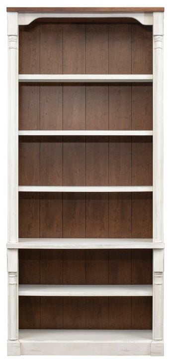 The appearance of Durham Rustic Open 96 Inch Wood Bookcase In White designed by Martin Furniture in the country / farmhouse interior design. This white piece of furniture  was selected by 1StopBedrooms from Durham Collection to add a touch of cosiness and style into your home. Sku: IMDU4294. Material: Wood. Product Type: Bookcase. Image1