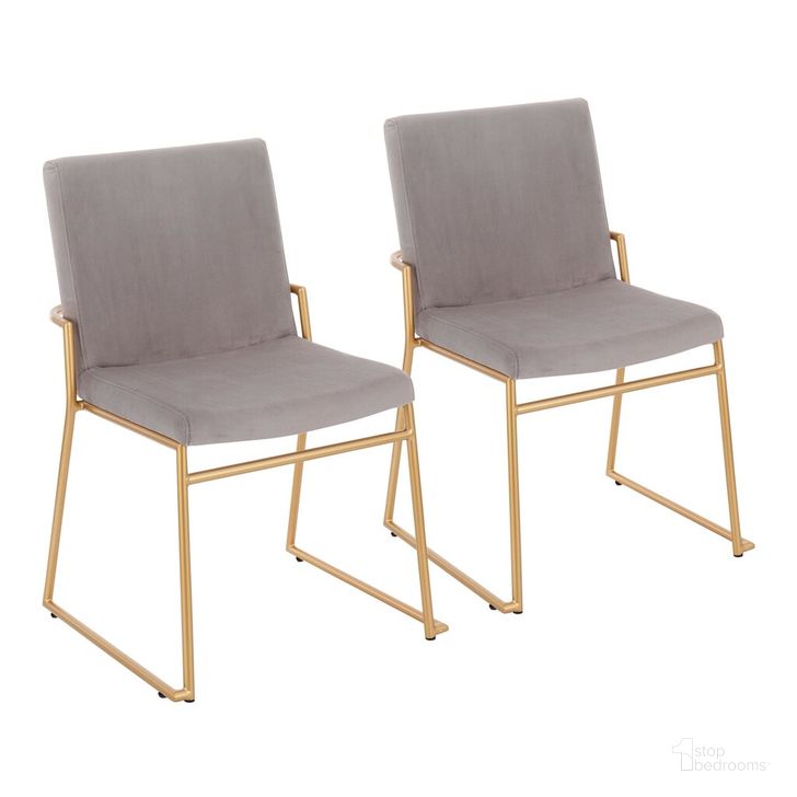 The appearance of Dutchess Dining Chair Set of 2 In Gold and Silver designed by Lumisource in the modern / contemporary interior design. This gold and silver piece of furniture  was selected by 1StopBedrooms from Dutchess Collection to add a touch of cosiness and style into your home. Sku: DC-DUTCHESS AUVSV2. Product Type: Dining Chair. Material: Velvet. Image1