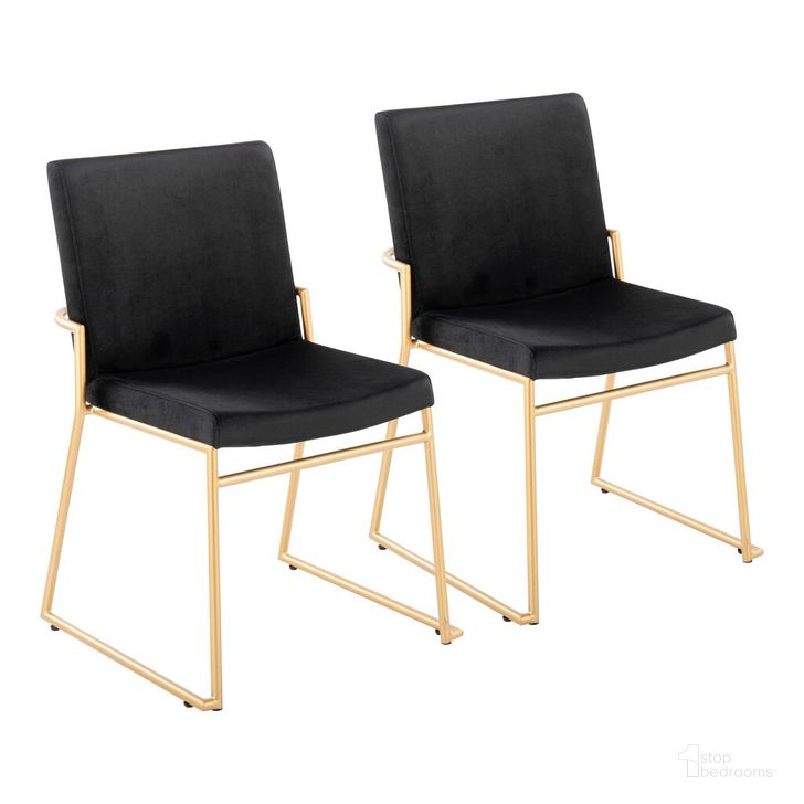 The appearance of Dutchess Dining Chair Set of 2 In Gold designed by Lumisource in the modern / contemporary interior design. This gold piece of furniture  was selected by 1StopBedrooms from Dutchess Collection to add a touch of cosiness and style into your home. Sku: DC-DUTCHESS AUVBK2. Product Type: Dining Chair. Material: Velvet. Image1
