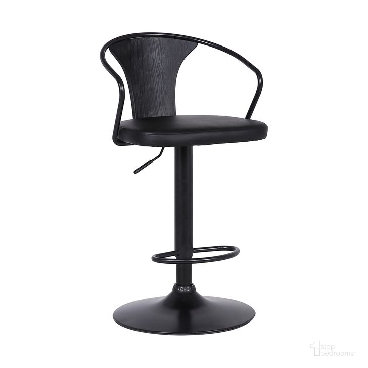 The appearance of Eagle Adjustable Height Swivel Black Faux Leather and Wood Bar Stool with Black Metal Base designed by Armen Living in the modern / contemporary interior design. This black piece of furniture  was selected by 1StopBedrooms from Eagle Collection to add a touch of cosiness and style into your home. Sku: LCEASWBABLBL. Material: Steel. Product Type: Barstool. Image1