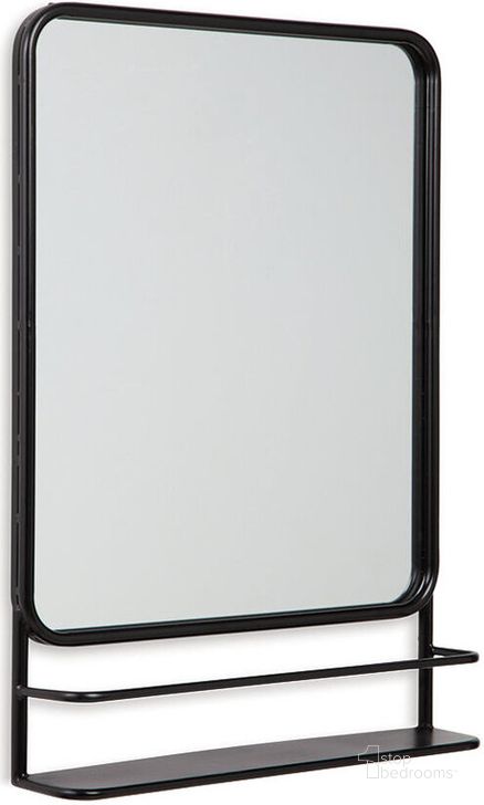 The appearance of Ebba Black Accent Mirror designed by Signature Design by Ashley in the modern / contemporary interior design. This black piece of furniture  was selected by 1StopBedrooms from Ebba Collection to add a touch of cosiness and style into your home. Sku: A8010232. Product Type: Accent Mirror. Image1