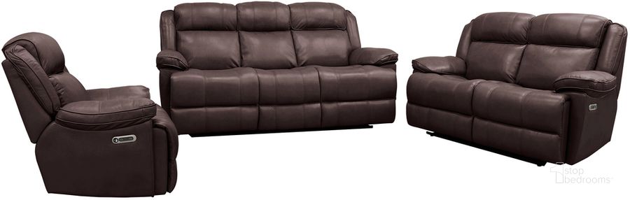 The appearance of Eclipse Power Reclining Sofa Loveseat and Recliner In Dark Brown designed by Parker House in the transitional interior design. This dark brown piece of furniture  was selected by 1StopBedrooms from Eclipse Collection to add a touch of cosiness and style into your home. Sku: MECL#812PH-FBR;MECL#822PH-FBR;MECL#832PH-FBR. Material: Leather. Product Type: Living Room Set. Image1