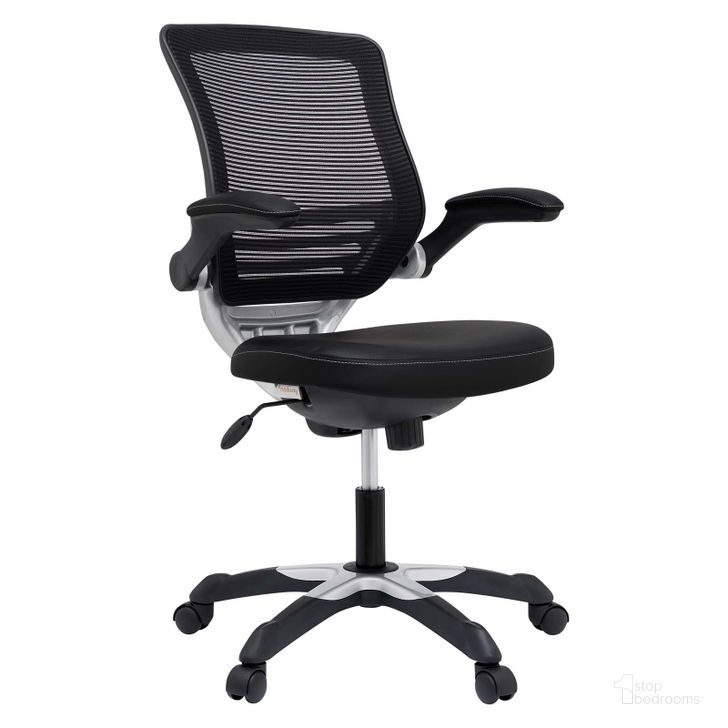 The appearance of Edge Black Vinyl Office Chair designed by Modway in the modern / contemporary interior design. This black piece of furniture  was selected by 1StopBedrooms from Edge Collection to add a touch of cosiness and style into your home. Sku: EEI-595-BLK. Product Type: Office Chair. Material: Iron. Image1