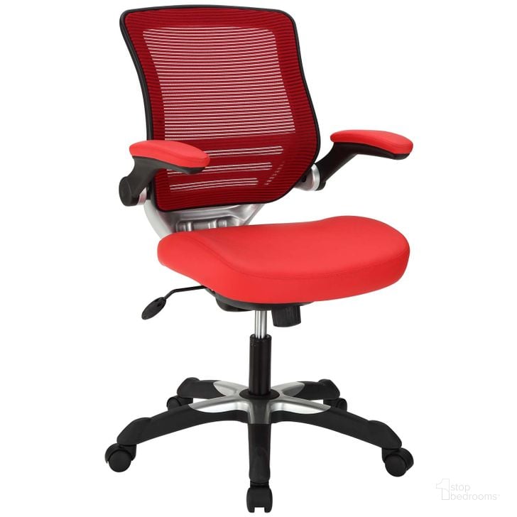 The appearance of Edge Red Vinyl Office Chair designed by Modway in the modern / contemporary interior design. This red piece of furniture  was selected by 1StopBedrooms from Edge Collection to add a touch of cosiness and style into your home. Sku: EEI-595-RED. Product Type: Office Chair. Material: Iron. Image1