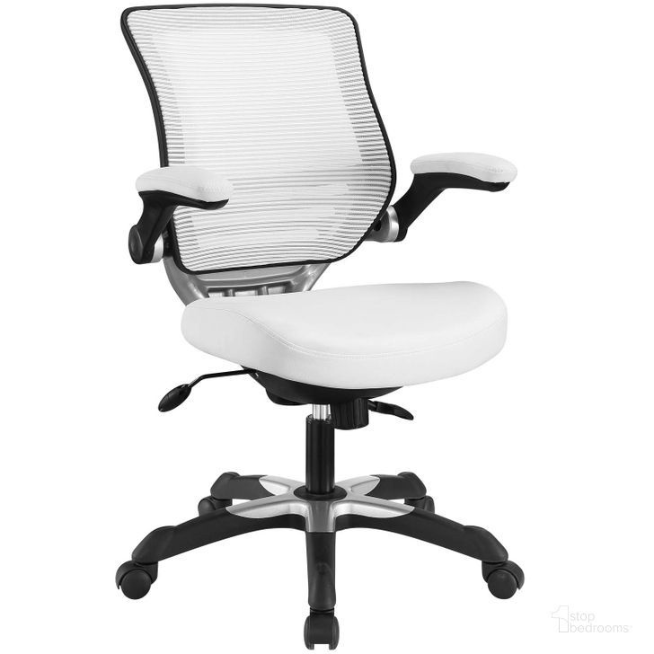 The appearance of Edge White Vinyl Office Chair designed by Modway in the modern / contemporary interior design. This white piece of furniture  was selected by 1StopBedrooms from Edge Collection to add a touch of cosiness and style into your home. Sku: EEI-595-WHI. Product Type: Office Chair. Material: Iron. Image1