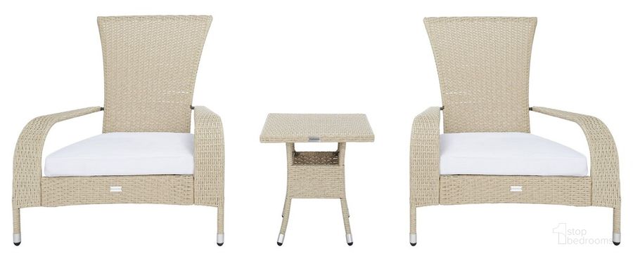 The appearance of Edna 3Pc Lounge Set in Beige designed by Safavieh in the modern / contemporary interior design. This beige piece of furniture  was selected by 1StopBedrooms from Edna Collection to add a touch of cosiness and style into your home. Sku: PAT7719B. Product Type: Outdoor Set. Image1