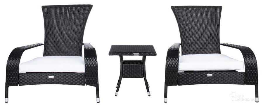 The appearance of Edna 3Pc Lounge Set in Black and White designed by Safavieh in the modern / contemporary interior design. This black and white piece of furniture  was selected by 1StopBedrooms from Edna Collection to add a touch of cosiness and style into your home. Sku: PAT7719A. Product Type: Outdoor Set. Image1