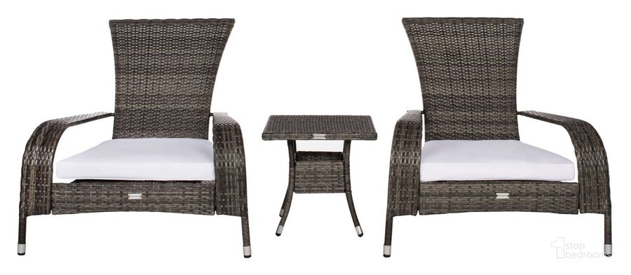 The appearance of Edna 3Pc Lounge Set in Grey designed by Safavieh in the modern / contemporary interior design. This grey piece of furniture  was selected by 1StopBedrooms from Edna Collection to add a touch of cosiness and style into your home. Sku: PAT7719C. Product Type: Outdoor Set. Image1