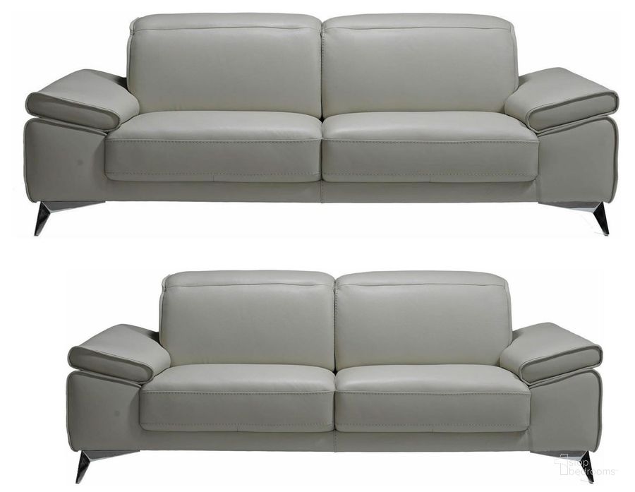The appearance of Edwin Light Grey Leather Living Room Set With Power headrest designed by Bellini Modern Living in the modern / contemporary interior design. This gray piece of furniture  was selected by 1StopBedrooms from Edwin Collection to add a touch of cosiness and style into your home. Sku: Edwin S LGY;Edwin LS LGY. Material: Leather. Product Type: Living Room Set. Image1