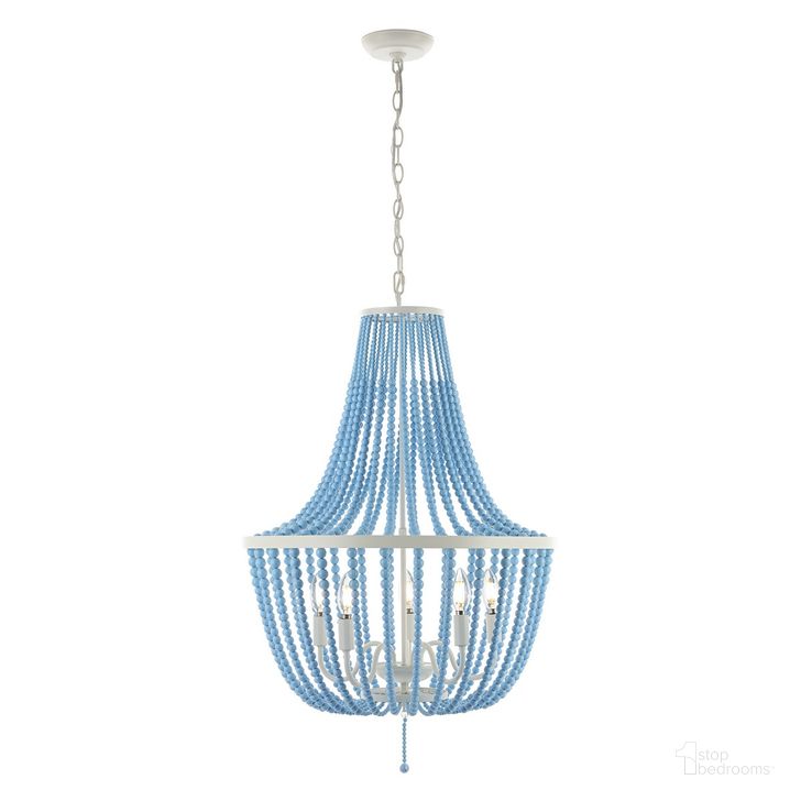 The appearance of Elanie Pendant in Blue designed by Safavieh in the modern / contemporary interior design. This blue piece of furniture  was selected by 1StopBedrooms from Elanie Collection to add a touch of cosiness and style into your home. Sku: PND4140A. Material: Wood. Product Type: Pendant Lighting. Image1
