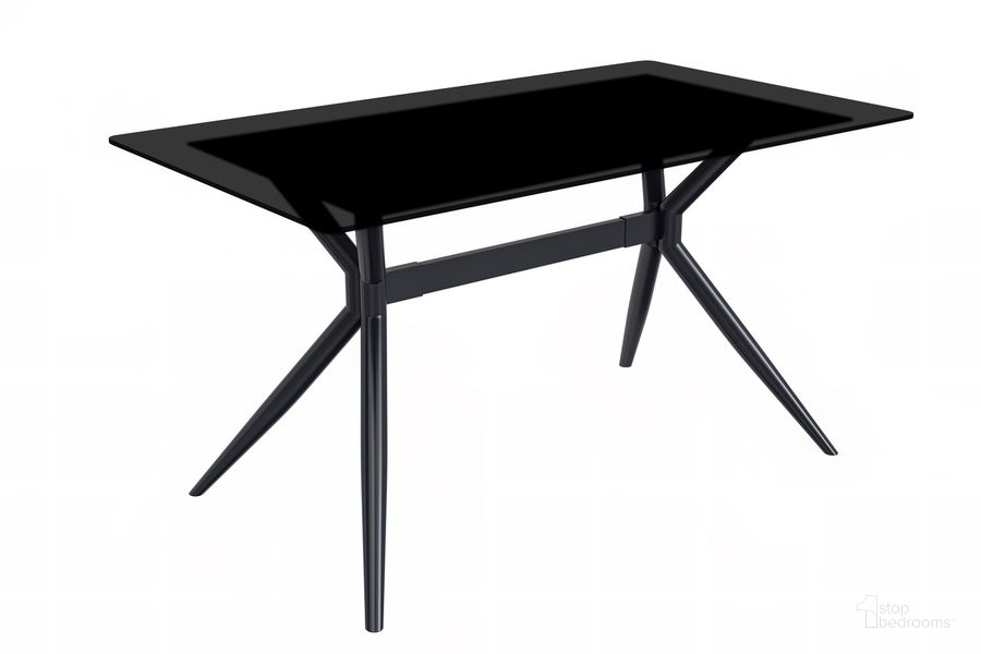 The appearance of Elega 55 Inch Dining Table In Black designed by LeisureMod in the modern / contemporary interior design. This black piece of furniture  was selected by 1StopBedrooms from Elega Collection to add a touch of cosiness and style into your home. Sku: ETBL-55BL-G. Table Base Style: Legs. Product Type: Dining Table. Table Top Shape: Rectangular. Material: Stainless Steel. Size: 55". Image1