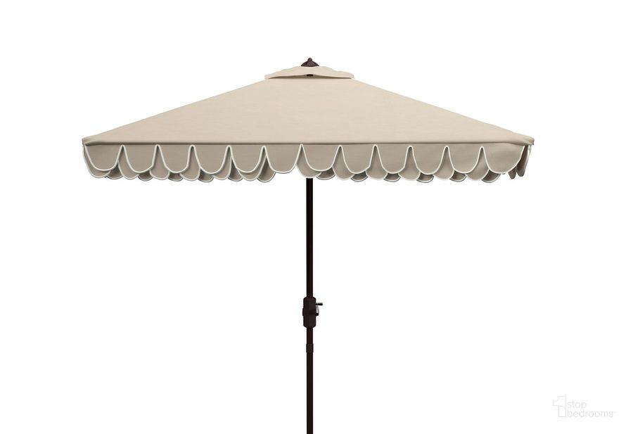 The appearance of Elegant Valance 7.5 Ft Square Umbrella PAT8406C designed by Safavieh in the glam interior design. This white beige piece of furniture  was selected by 1StopBedrooms from Elegant Collection to add a touch of cosiness and style into your home. Sku: PAT8406C. Material: Aluminum. Product Type: Umbrella. Image1
