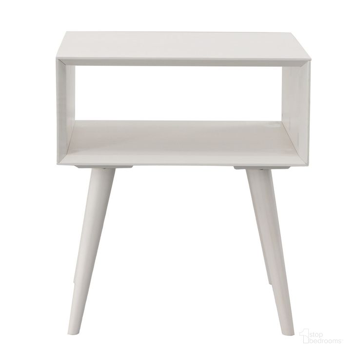 The appearance of Elin End Table In White designed by Steve Silver in the modern / contemporary interior design. This white piece of furniture  was selected by 1StopBedrooms from Elin Collection to add a touch of cosiness and style into your home. Sku: ELN100EW. Product Type: End Table. Material: Solid Pine. Image1