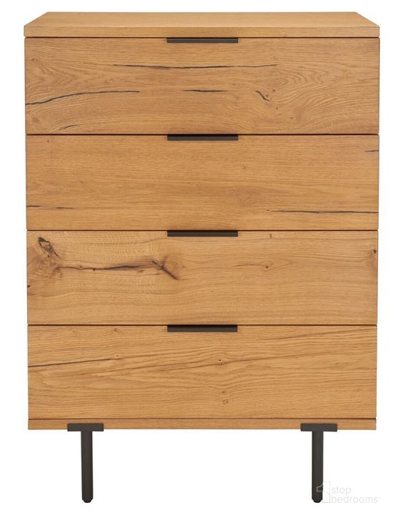 The appearance of Elizabella 4 Drawer Wood Chest In Oak And Black designed by Safavieh Couture in the industrial interior design. This oak piece of furniture  was selected by 1StopBedrooms from Elizabella Collection to add a touch of cosiness and style into your home. Sku: SFV5301A. Material: Wood. Product Type: Chest. Image1